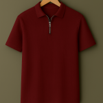 MAROON ZIPPER WAFFLE POLO
