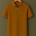 MUSTARD ZIPPER WAFFLE POLO