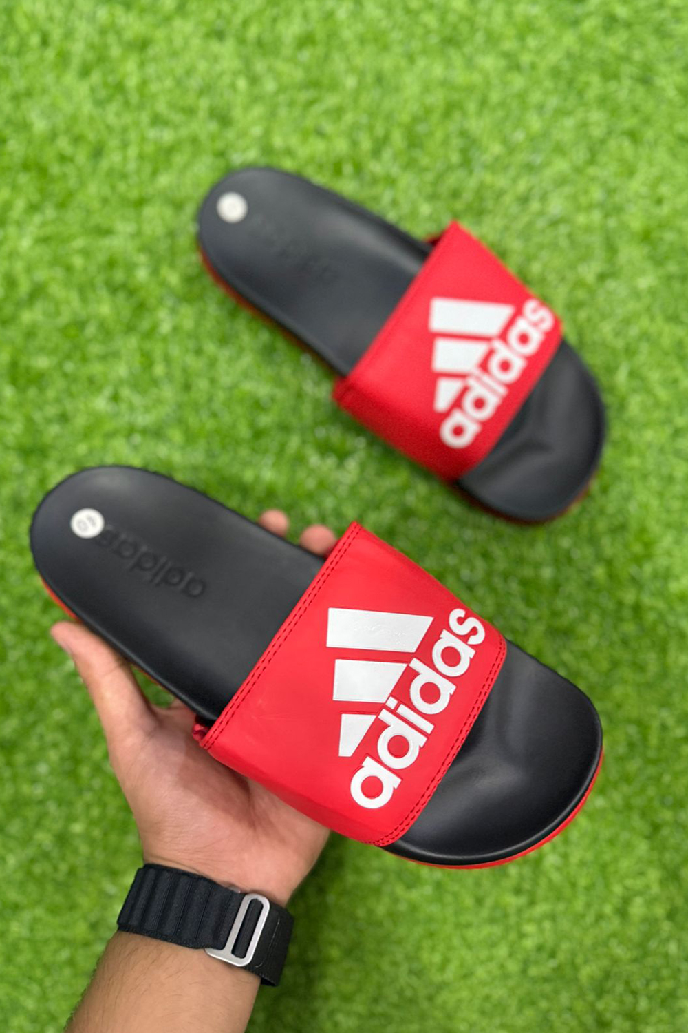 WhatsApp Image 2025-09-13 at 02.25.12_1432ee8d AD COMFORT SLIDES RED BLACK - Image 1