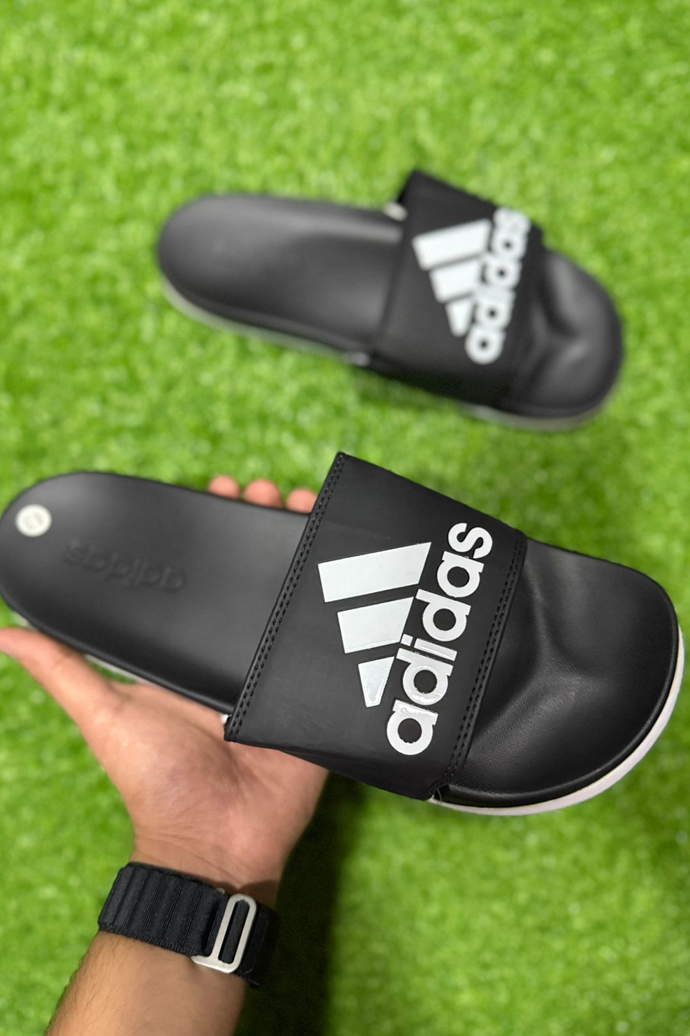 WhatsApp Image 2025-09-13 at 02.33.43_6dc277fc AD COMFORT SLIDES BLACK WHITE - Image 1